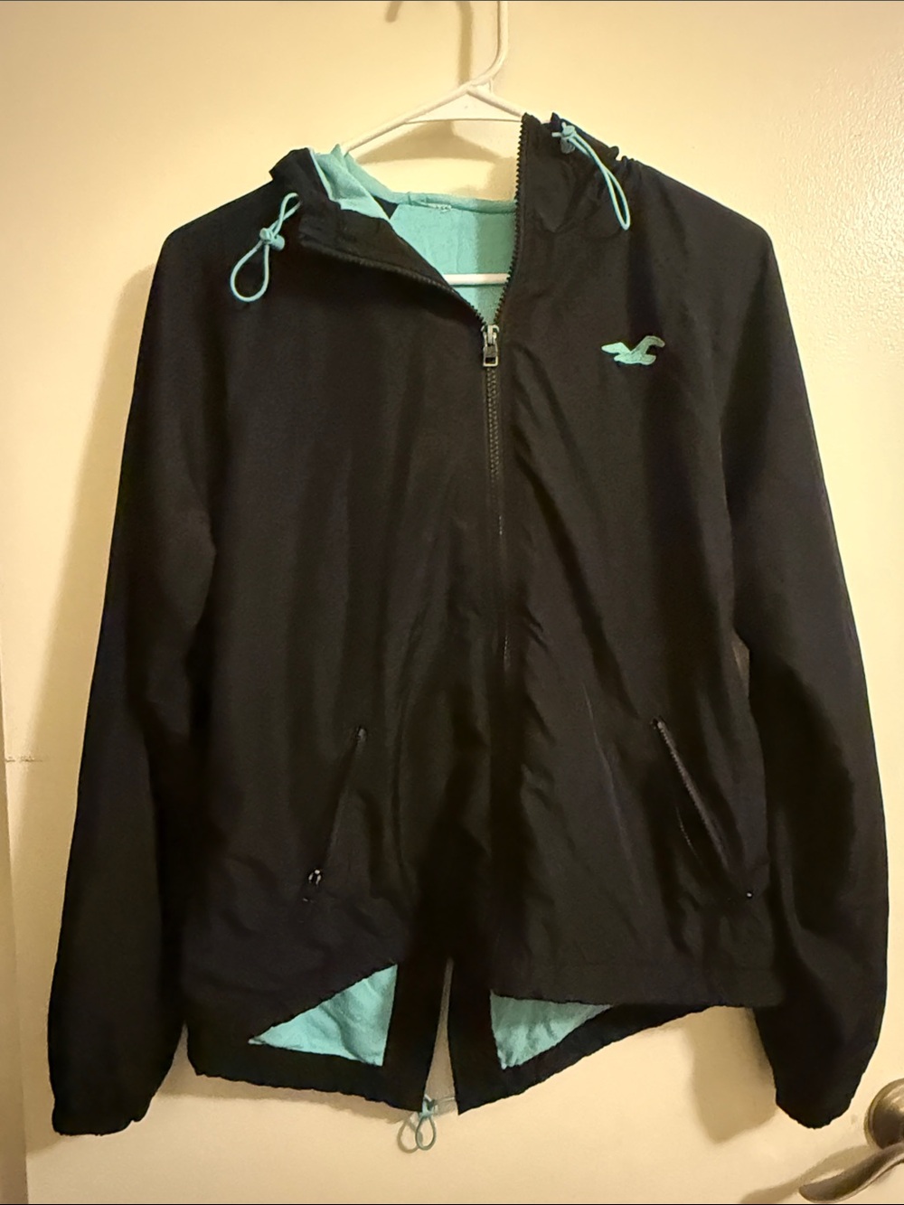 Hollister Black Jacket with Teal Accents